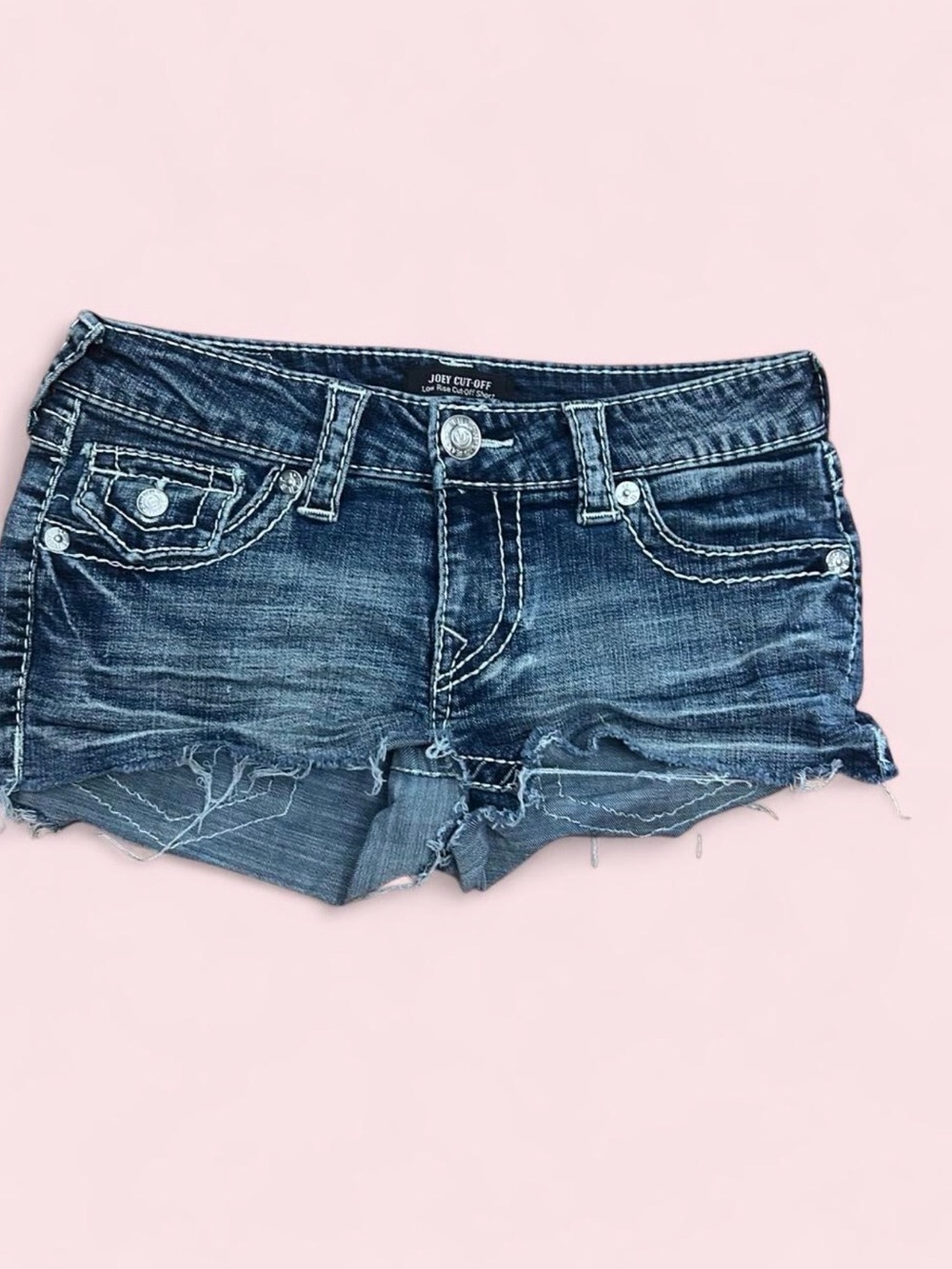 True Religion Joey Low Rise Denim Cut-Off Shorts